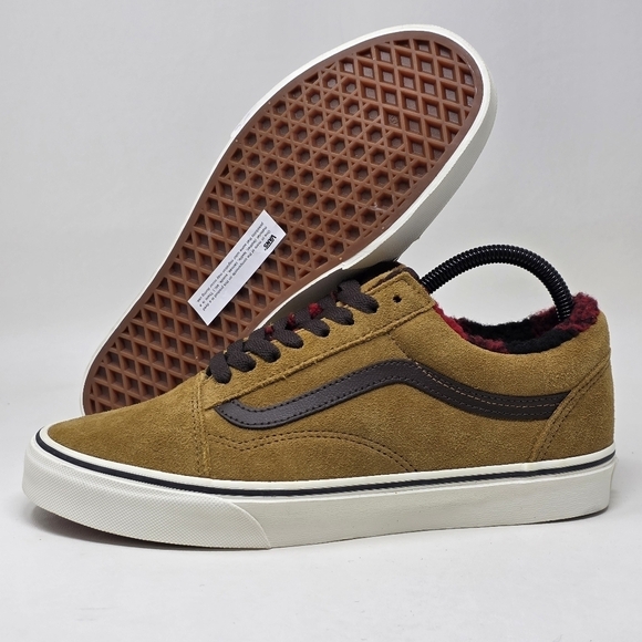 Vans Old Skool Cozy Hug Golden Brown Buffalo Plaid Sherpa Mens 8 Womens 9.5 New main image 4